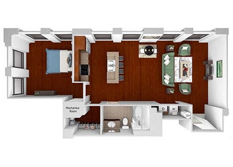 Main 3 Downtown - A6 (Landmark) - 1bed/1 bath - 3D